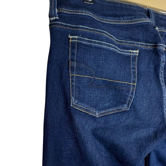 American Eagle Jeans Womens 14 Long Bootcut Slim Boot Denim Stretch Dark Wash - Picture 10 of 13